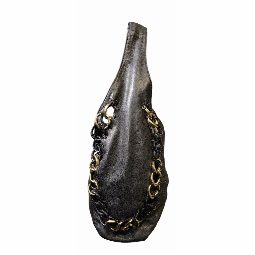 Michael Kors Black ID Chain Large Hobo Shoulder Bag W/Detachable Zippered Pouch